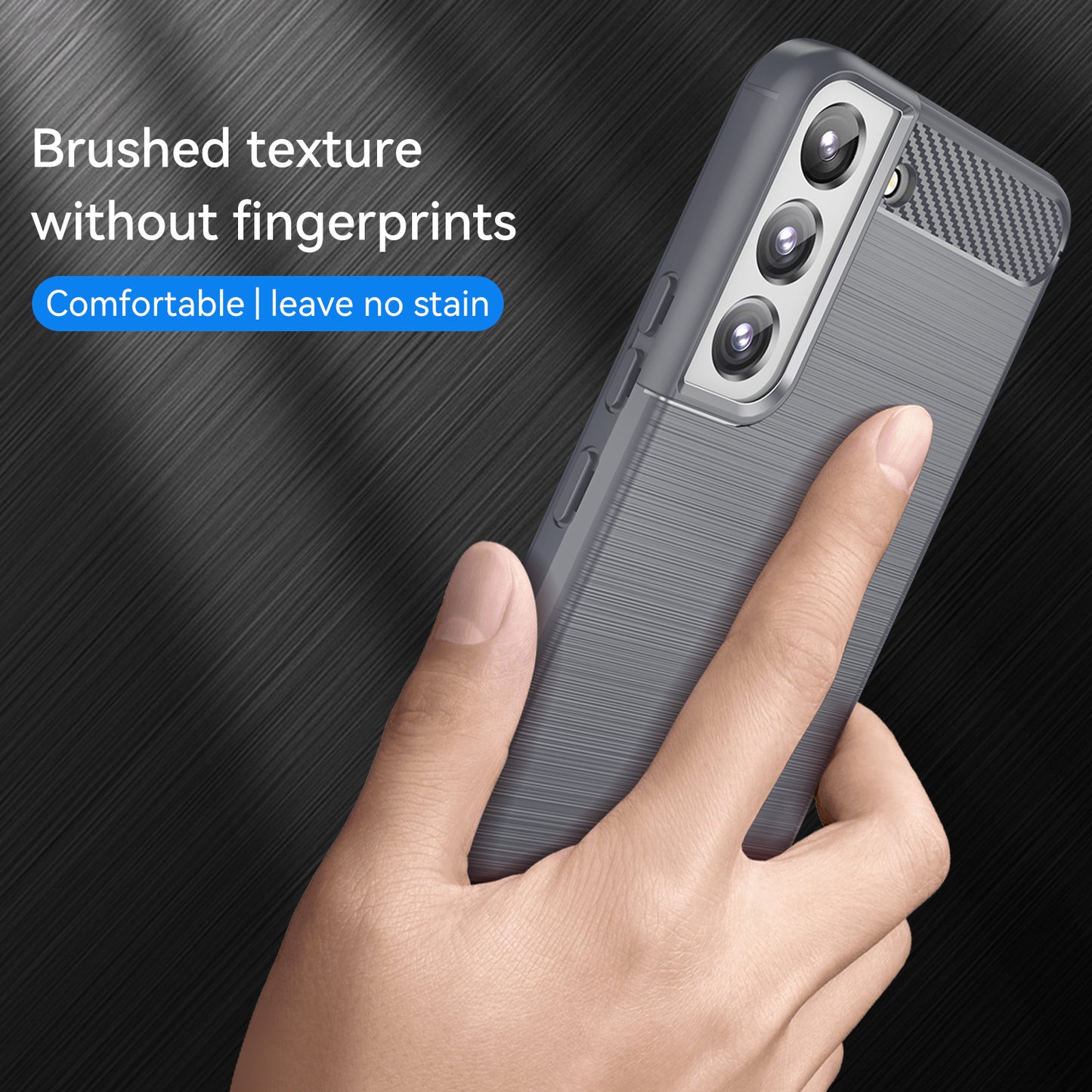 1.8mm Brushed Surface TPU Case Air Cushion Super Thin Carbon Fiber Texture Phone Protective Cover for Samsung Galaxy S22 5G