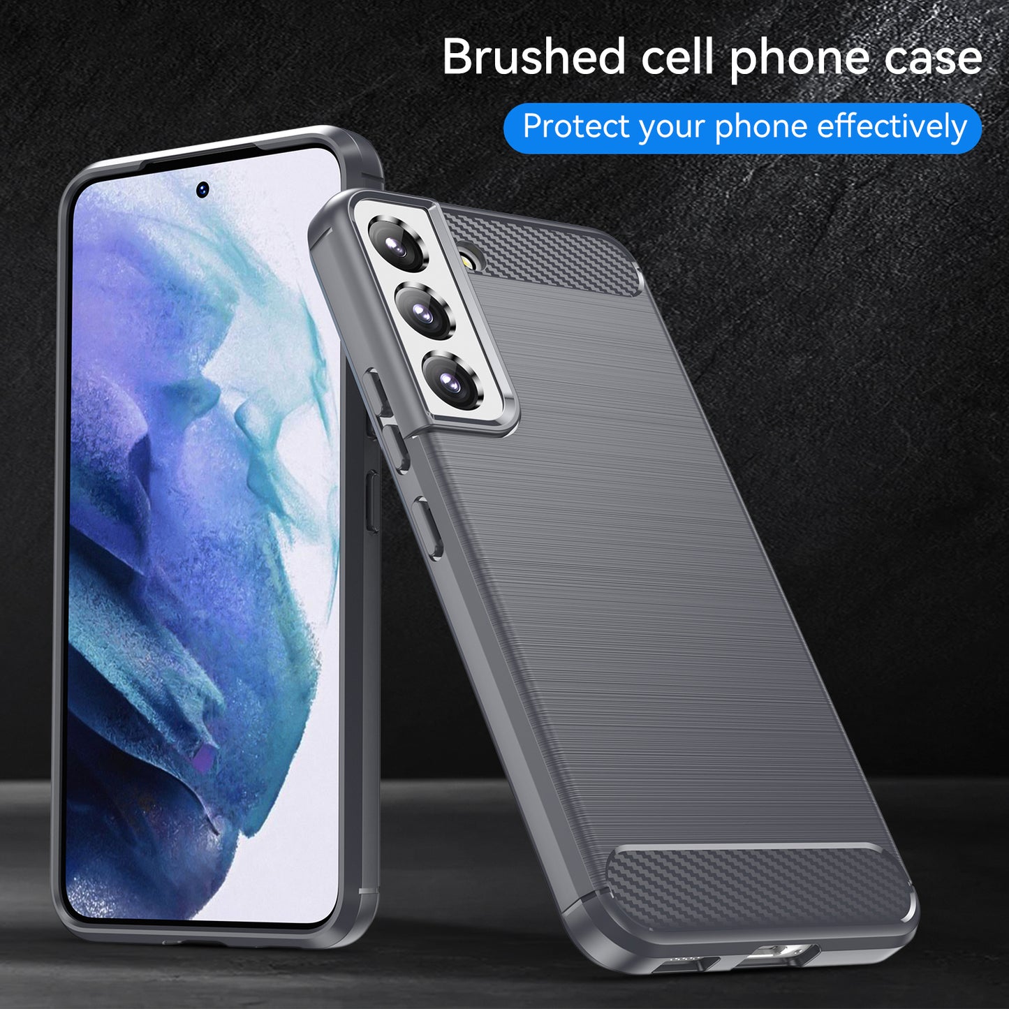 1.8mm Brushed Surface TPU Case Air Cushion Super Thin Carbon Fiber Texture Phone Protective Cover for Samsung Galaxy S22 5G