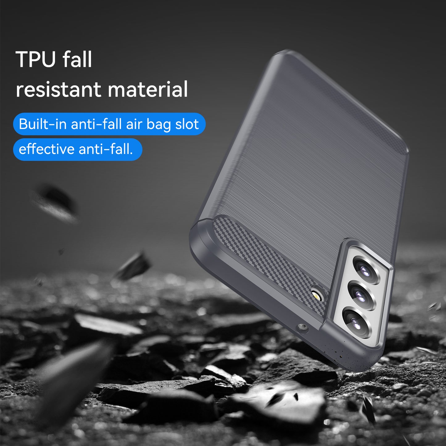1.8mm Brushed Surface TPU Case Air Cushion Super Thin Carbon Fiber Texture Phone Protective Cover for Samsung Galaxy S22 5G