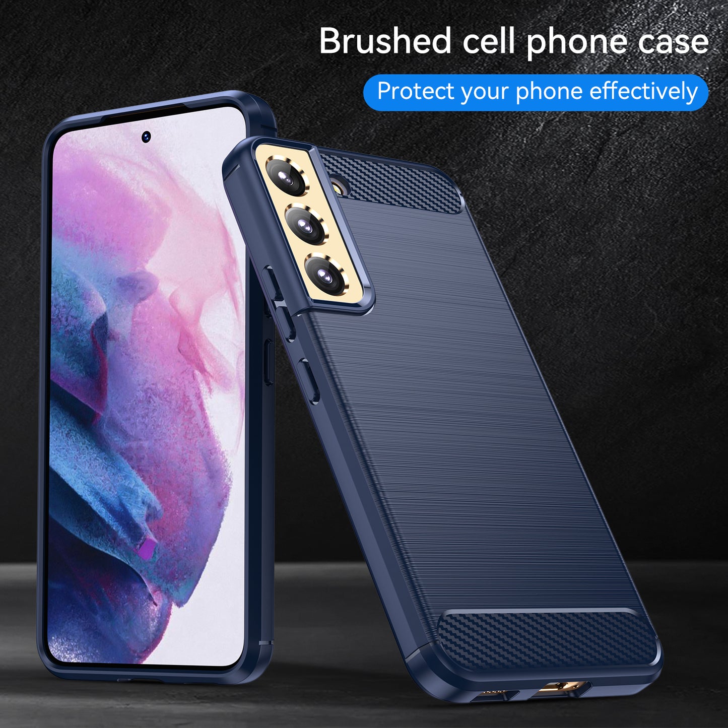 1.8mm Brushed Surface TPU Case Air Cushion Super Thin Carbon Fiber Texture Phone Protective Cover for Samsung Galaxy S22 5G