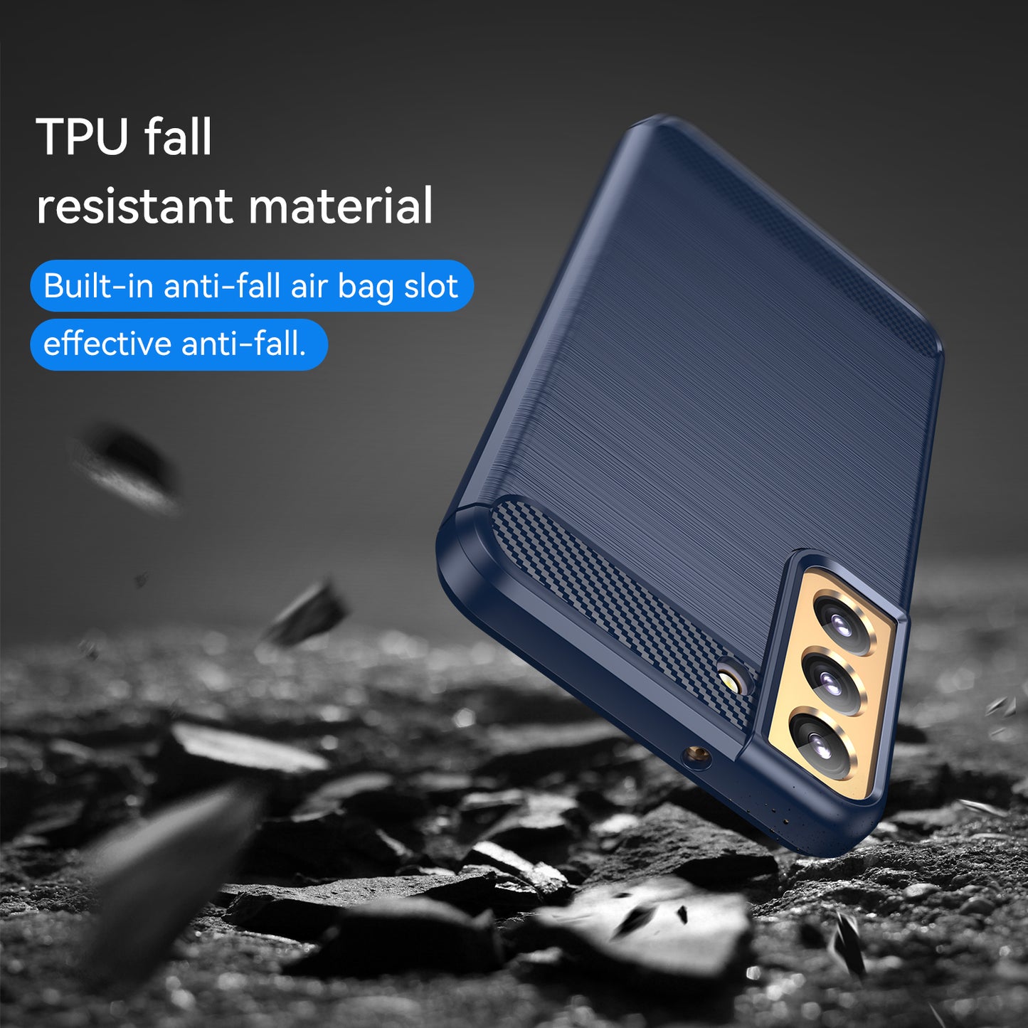 1.8mm Brushed Surface TPU Case Air Cushion Super Thin Carbon Fiber Texture Phone Protective Cover for Samsung Galaxy S22 5G