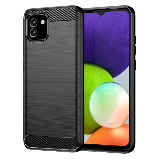 1.8mm Brushed Surface TPU Case Ultra-Thin Shock-Absorbed Airbag Carbon Fiber Texture Phone Protective Cover for Samsung Galaxy A03 (166.5 x 75.98 x 9.14mm) (EU Version)