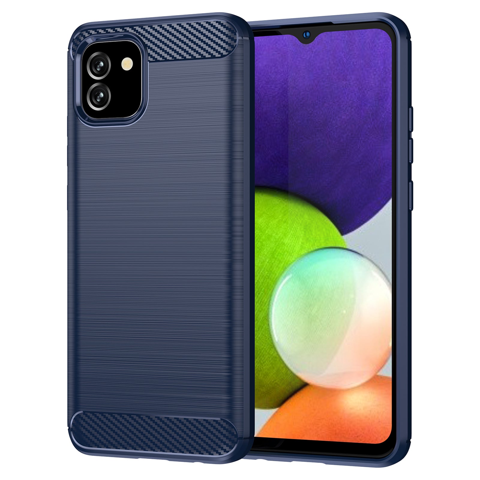 1.8mm Brushed Surface TPU Case Ultra-Thin Shock-Absorbed Airbag Carbon Fiber Texture Phone Protective Cover for Samsung Galaxy A03 (166.5 x 75.98 x 9.14mm) (EU Version)