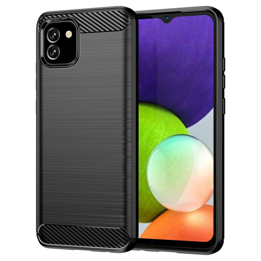 1.8mm Brushed Surface TPU Case Carbon Fiber Texture Drop Protection Phone Protective Cover for Samsung Galaxy A03 (164.2 x 75.9 x 9.1mm) (EU Version)