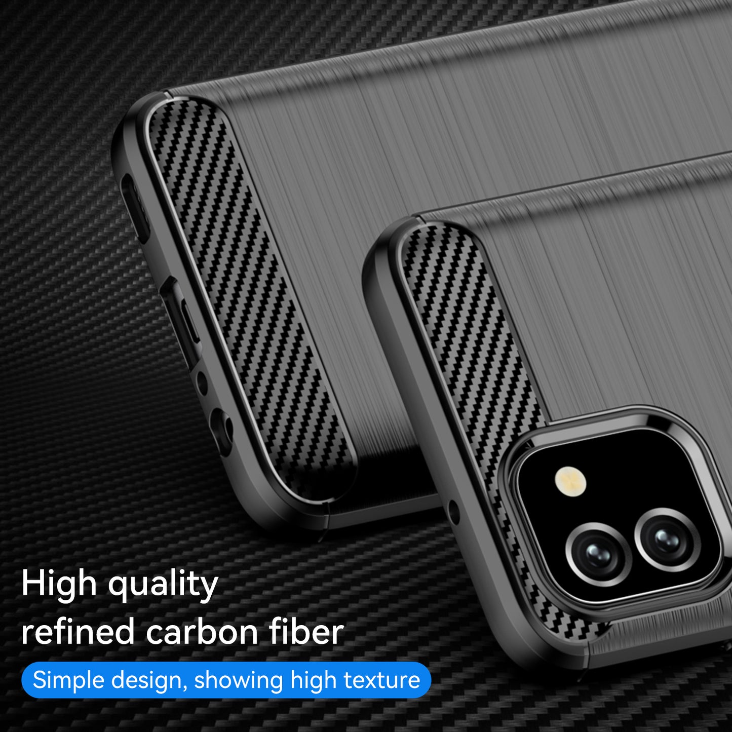 1.8mm Brushed Surface TPU Case Carbon Fiber Texture Drop Protection Phone Protective Cover for Samsung Galaxy A03 (164.2 x 75.9 x 9.1mm) (EU Version)