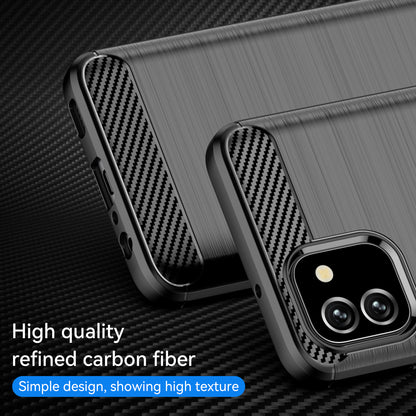 1.8mm Brushed Surface TPU Case Carbon Fiber Texture Drop Protection Phone Protective Cover for Samsung Galaxy A03 (164.2 x 75.9 x 9.1mm) (EU Version)