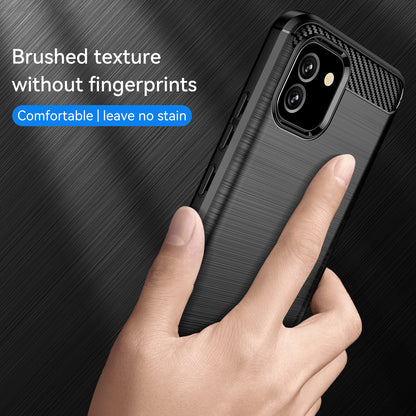 1.8mm Brushed Surface TPU Case Carbon Fiber Texture Drop Protection Phone Protective Cover for Samsung Galaxy A03 (164.2 x 75.9 x 9.1mm) (EU Version)