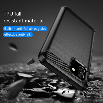 1.8mm Brushed Surface TPU Case Carbon Fiber Texture Drop Protection Phone Protective Cover for Samsung Galaxy A03 (164.2 x 75.9 x 9.1mm) (EU Version)