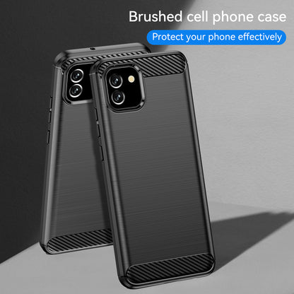 1.8mm Brushed Surface TPU Case Carbon Fiber Texture Drop Protection Phone Protective Cover for Samsung Galaxy A03 (164.2 x 75.9 x 9.1mm) (EU Version)