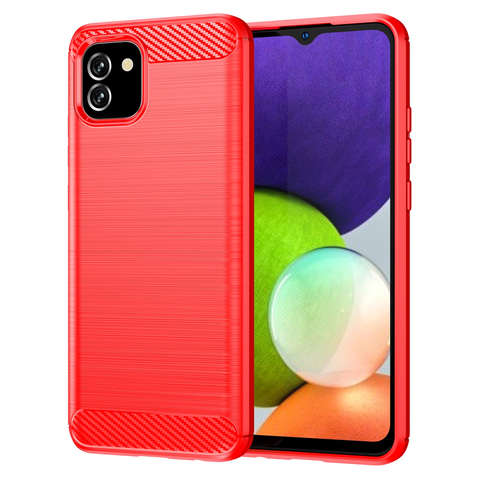 1.8mm Brushed Surface TPU Case Carbon Fiber Texture Drop Protection Phone Protective Cover for Samsung Galaxy A03 (164.2 x 75.9 x 9.1mm) (EU Version)