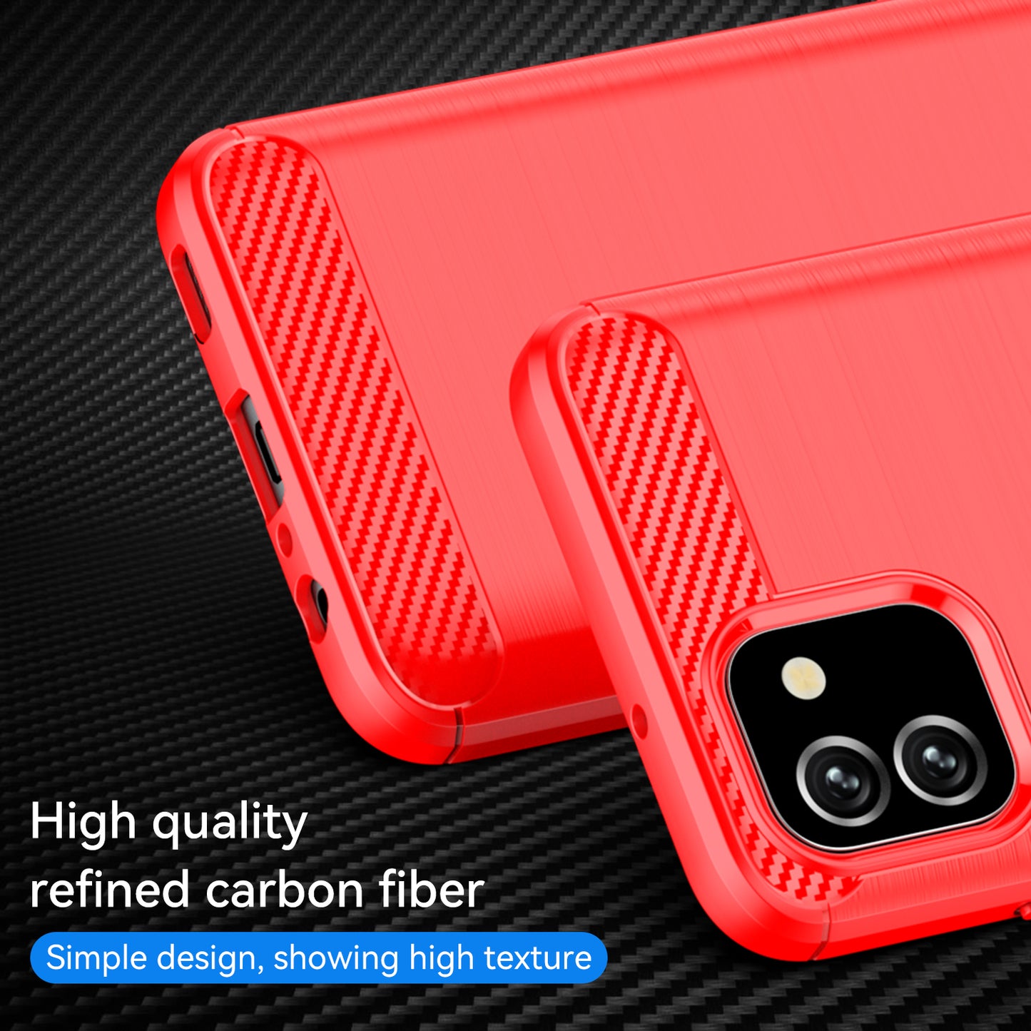 1.8mm Brushed Surface TPU Case Carbon Fiber Texture Drop Protection Phone Protective Cover for Samsung Galaxy A03 (164.2 x 75.9 x 9.1mm) (EU Version)