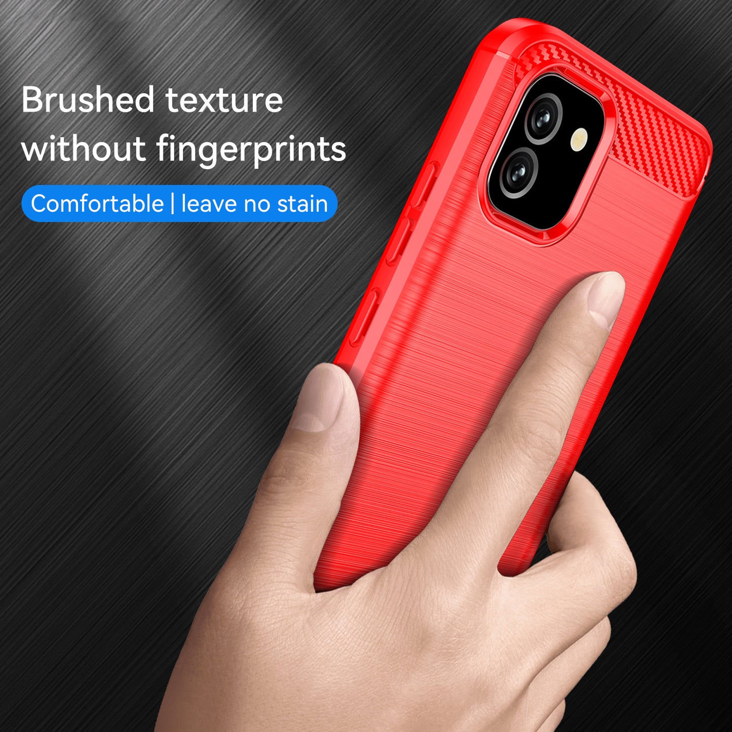 1.8mm Brushed Surface TPU Case Carbon Fiber Texture Drop Protection Phone Protective Cover for Samsung Galaxy A03 (164.2 x 75.9 x 9.1mm) (EU Version)