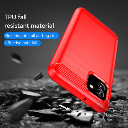 1.8mm Brushed Surface TPU Case Carbon Fiber Texture Drop Protection Phone Protective Cover for Samsung Galaxy A03 (164.2 x 75.9 x 9.1mm) (EU Version)