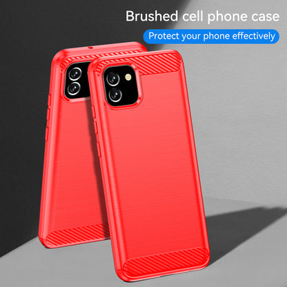 1.8mm Brushed Surface TPU Case Carbon Fiber Texture Drop Protection Phone Protective Cover for Samsung Galaxy A03 (164.2 x 75.9 x 9.1mm) (EU Version)