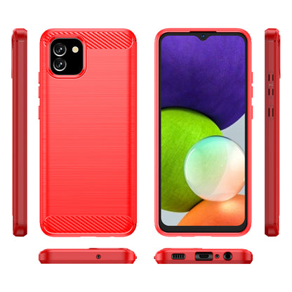 1.8mm Brushed Surface TPU Case Carbon Fiber Texture Drop Protection Phone Protective Cover for Samsung Galaxy A03 (164.2 x 75.9 x 9.1mm) (EU Version)