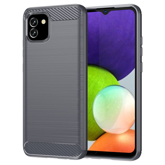 1.8mm Brushed Surface TPU Case Carbon Fiber Texture Drop Protection Phone Protective Cover for Samsung Galaxy A03 (164.2 x 75.9 x 9.1mm) (EU Version)