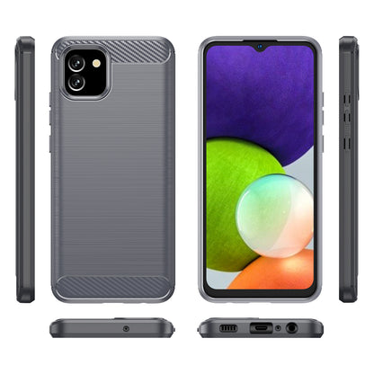 1.8mm Brushed Surface TPU Case Carbon Fiber Texture Drop Protection Phone Protective Cover for Samsung Galaxy A03 (164.2 x 75.9 x 9.1mm) (EU Version)