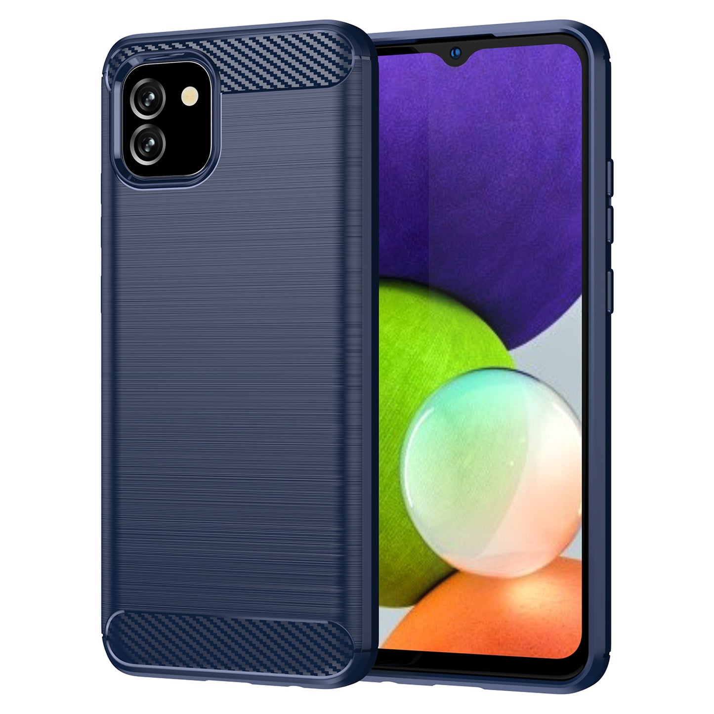 1.8mm Brushed Surface TPU Case Carbon Fiber Texture Drop Protection Phone Protective Cover for Samsung Galaxy A03 (164.2 x 75.9 x 9.1mm) (EU Version)