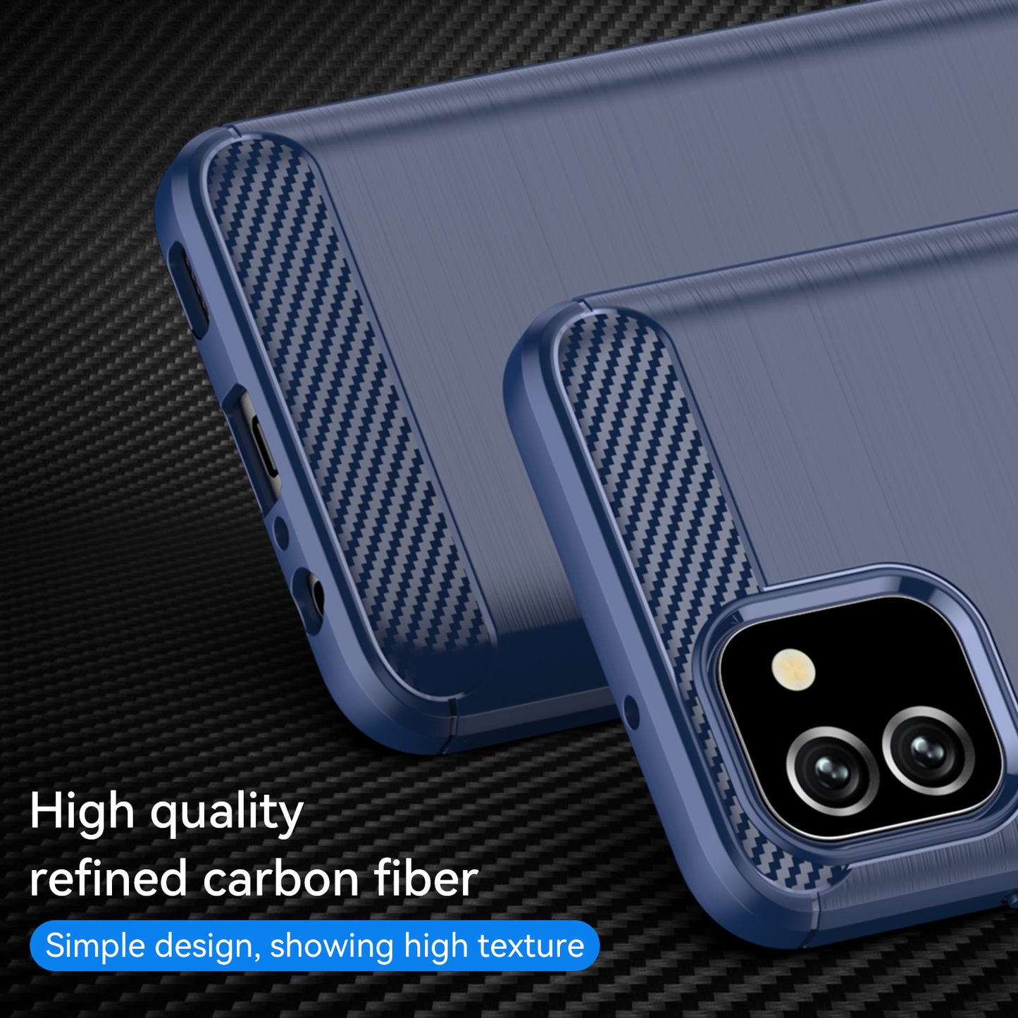1.8mm Brushed Surface TPU Case Carbon Fiber Texture Drop Protection Phone Protective Cover for Samsung Galaxy A03 (164.2 x 75.9 x 9.1mm) (EU Version)