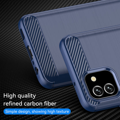 1.8mm Brushed Surface TPU Case Carbon Fiber Texture Drop Protection Phone Protective Cover for Samsung Galaxy A03 (164.2 x 75.9 x 9.1mm) (EU Version)