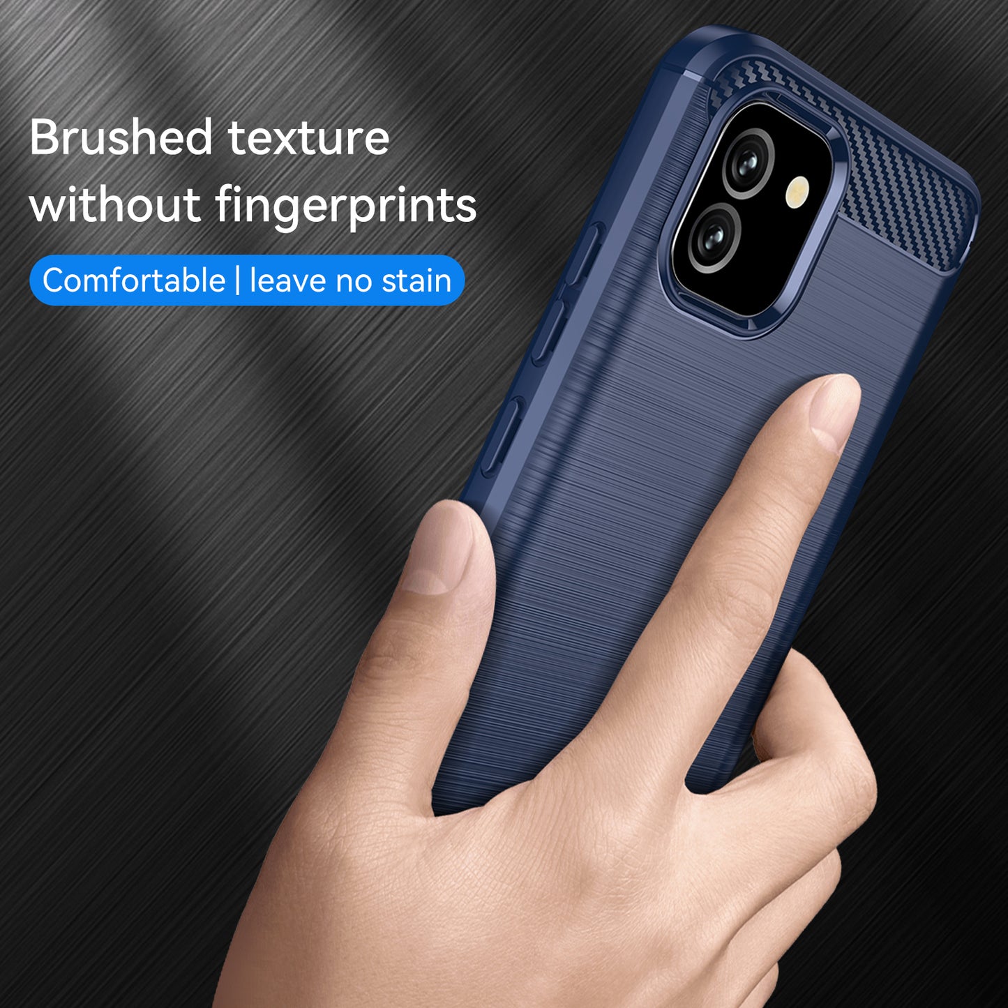 1.8mm Brushed Surface TPU Case Carbon Fiber Texture Drop Protection Phone Protective Cover for Samsung Galaxy A03 (164.2 x 75.9 x 9.1mm) (EU Version)
