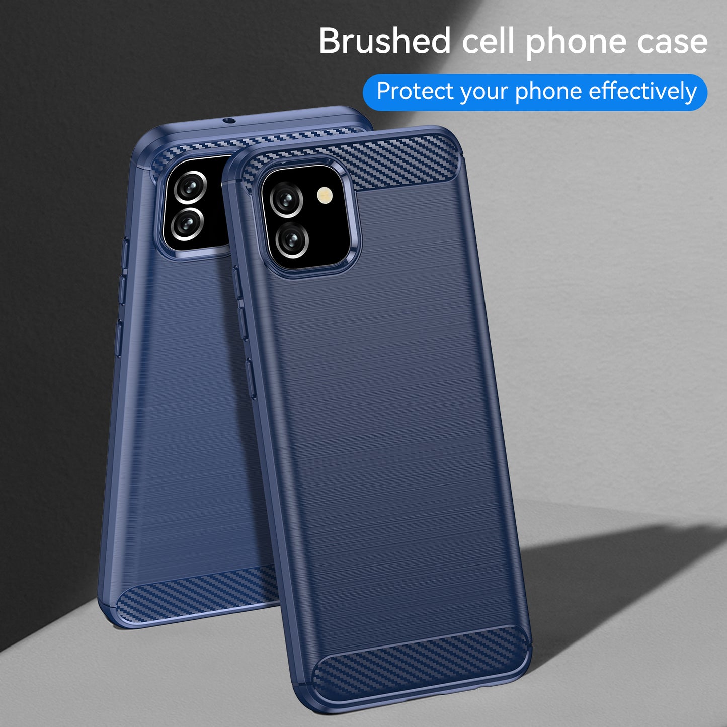 1.8mm Brushed Surface TPU Case Carbon Fiber Texture Drop Protection Phone Protective Cover for Samsung Galaxy A03 (164.2 x 75.9 x 9.1mm) (EU Version)