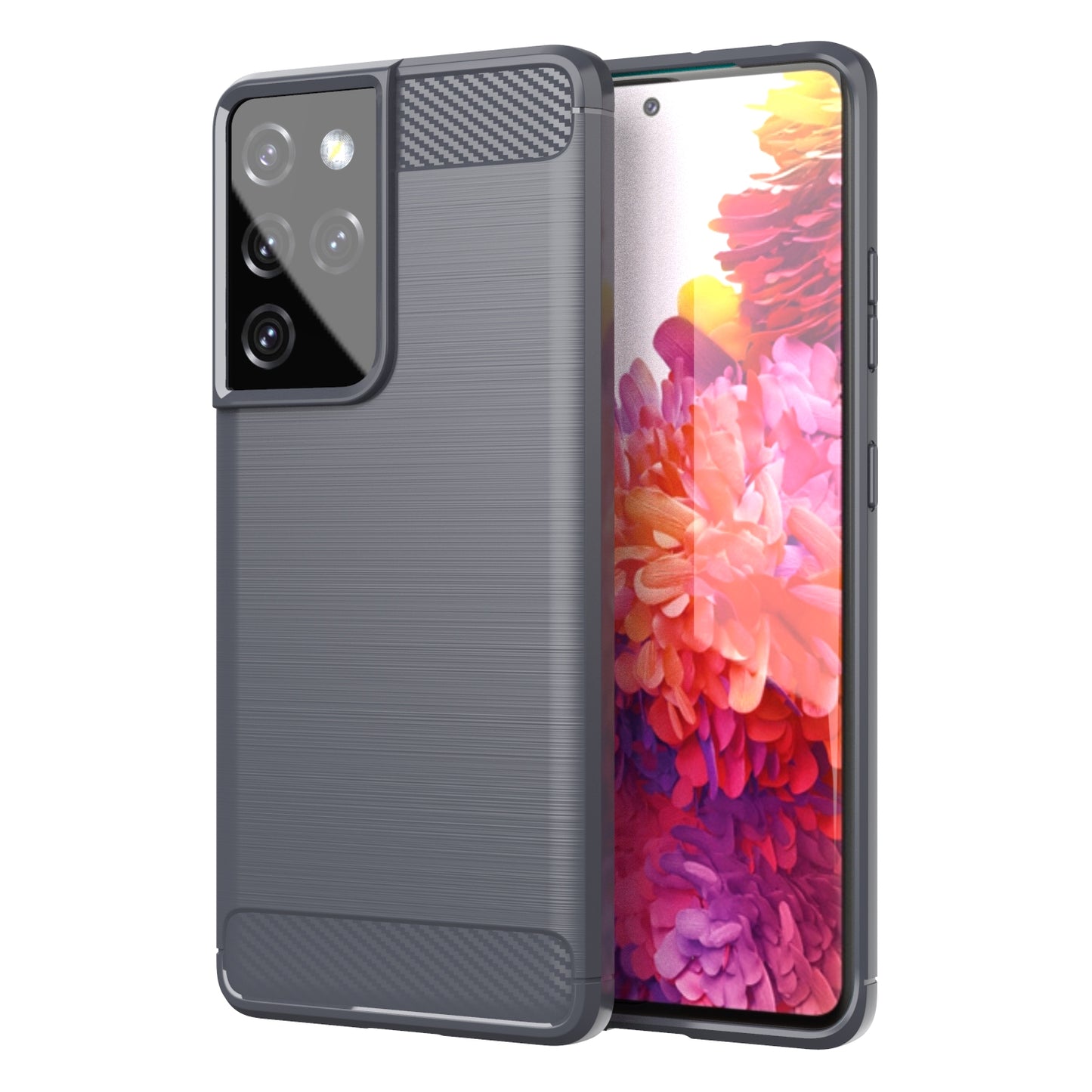 1.8mm Brushed Surface TPU Case Original Touch Surface Carbon Fiber Texture Phone Cover for Samsung Galaxy S21 Ultra 5G