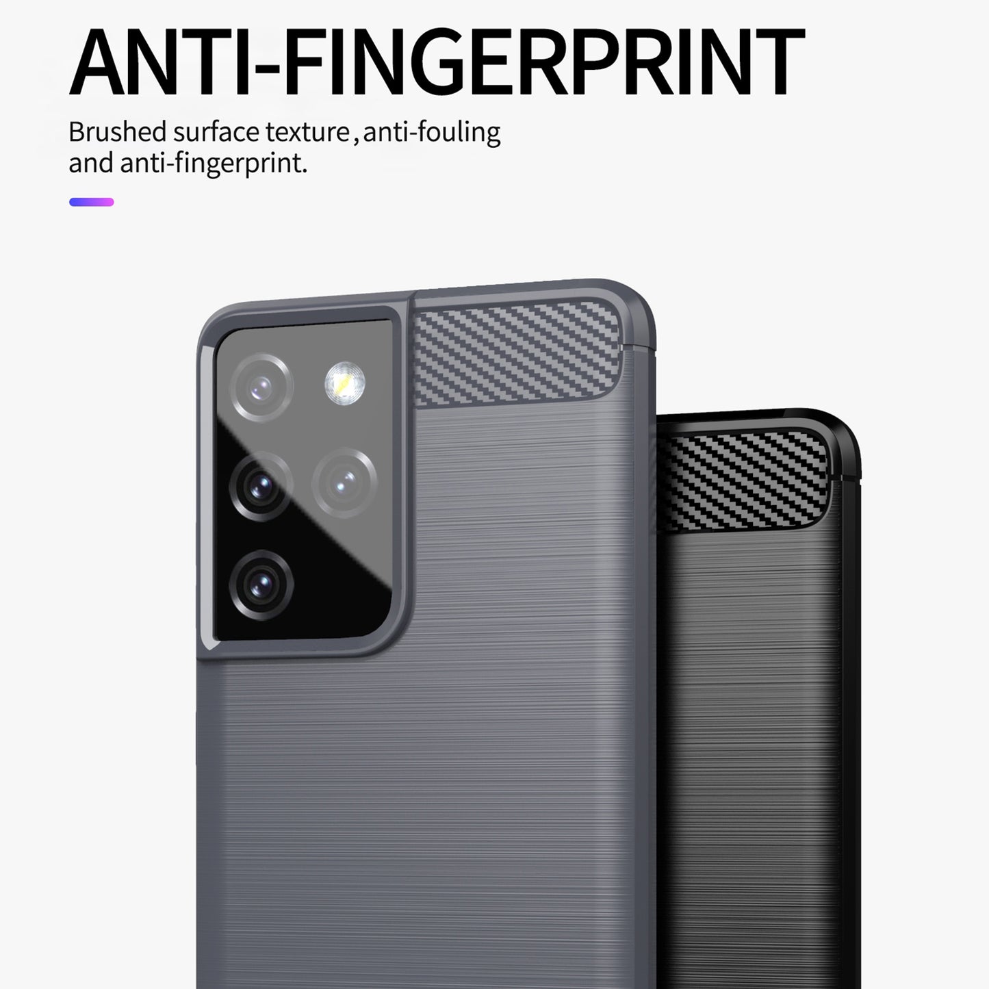 1.8mm Brushed Surface TPU Case Original Touch Surface Carbon Fiber Texture Phone Cover for Samsung Galaxy S21 Ultra 5G