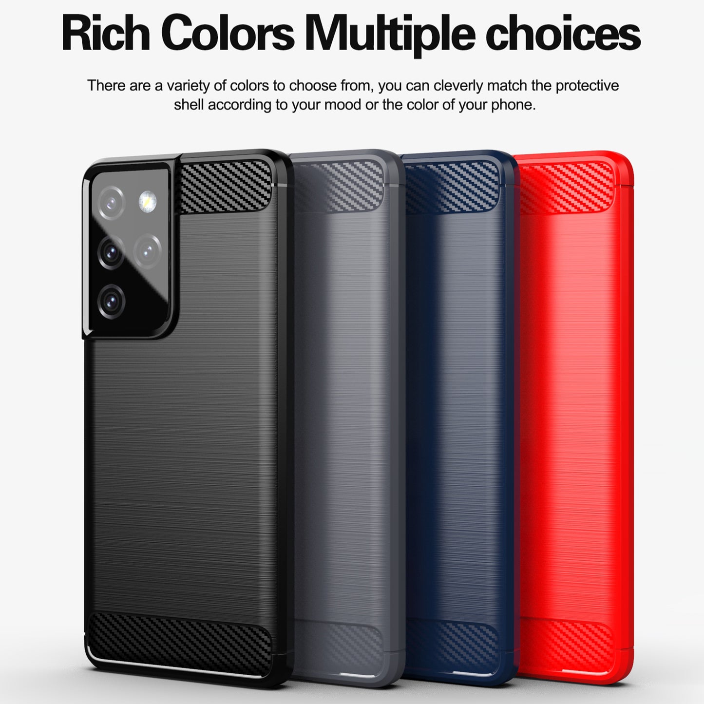 1.8mm Brushed Surface TPU Case Original Touch Surface Carbon Fiber Texture Phone Cover for Samsung Galaxy S21 Ultra 5G