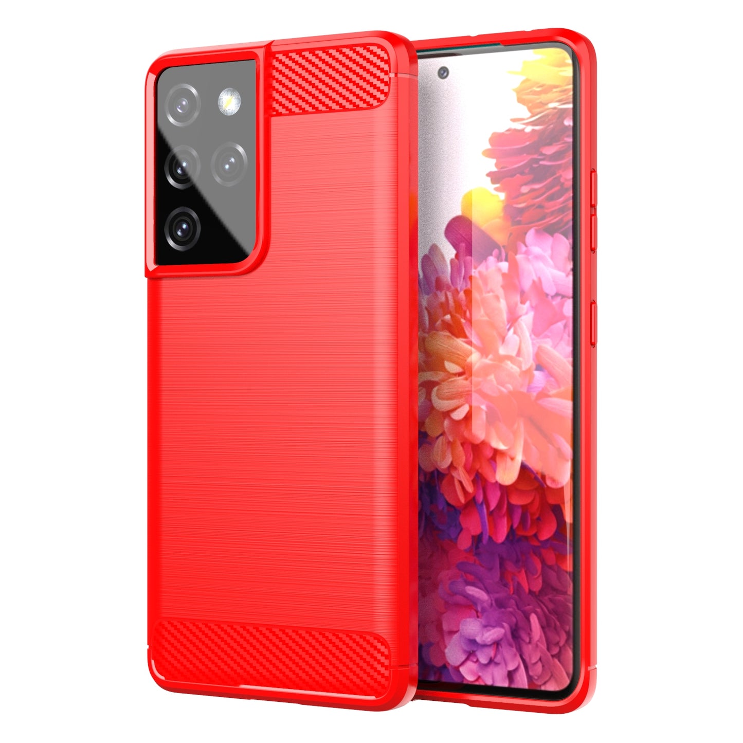 1.8mm Brushed Surface TPU Case Original Touch Surface Carbon Fiber Texture Phone Cover for Samsung Galaxy S21 Ultra 5G