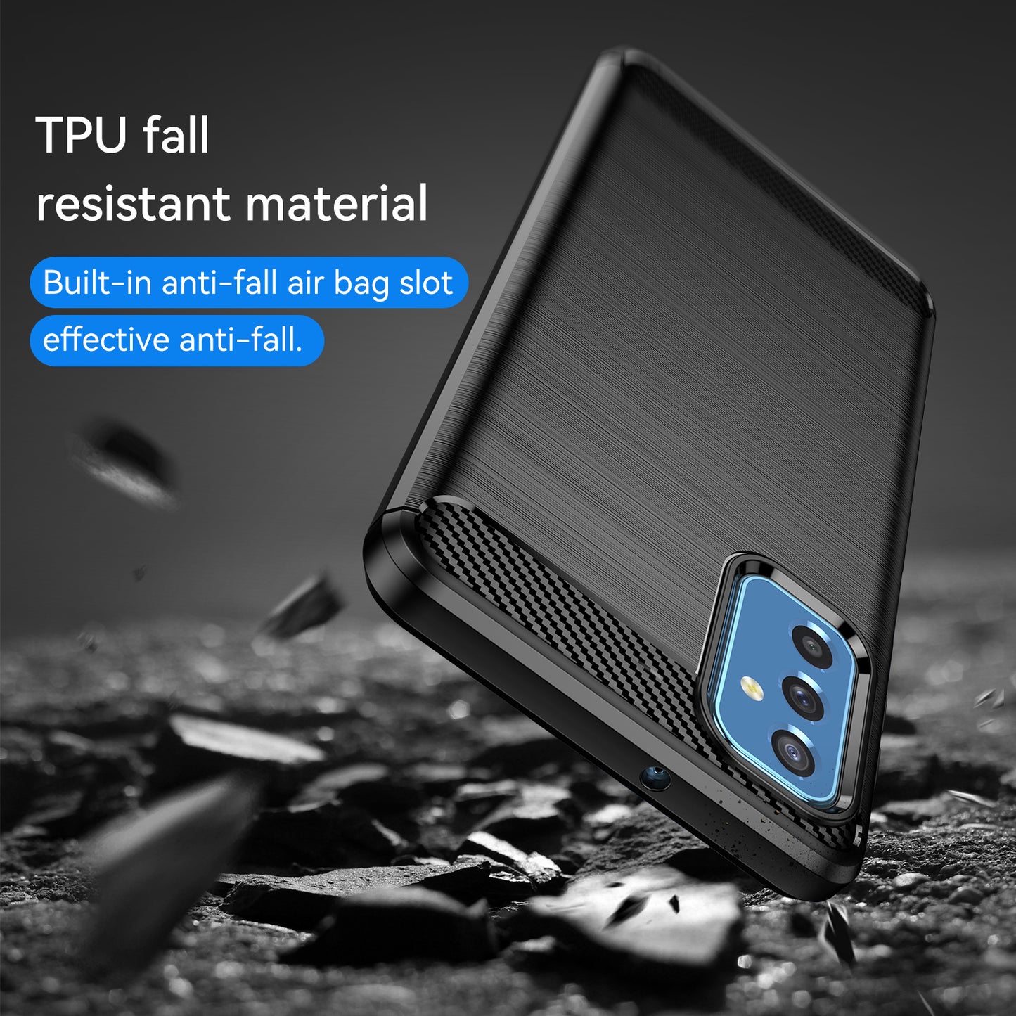 1.8mm Heat Dissipation TPU Case 1.8mm Brushed Surface Carbon Fiber Texture Phone Cover for Samsung Galaxy M52 5G