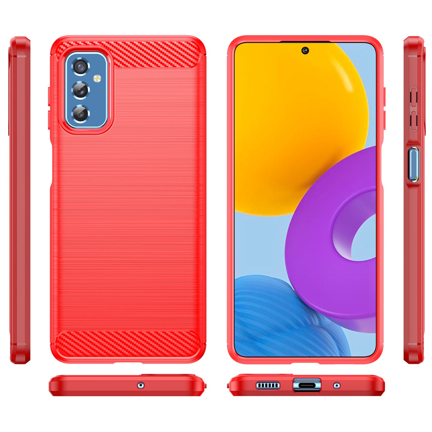 1.8mm Heat Dissipation TPU Case 1.8mm Brushed Surface Carbon Fiber Texture Phone Cover for Samsung Galaxy M52 5G