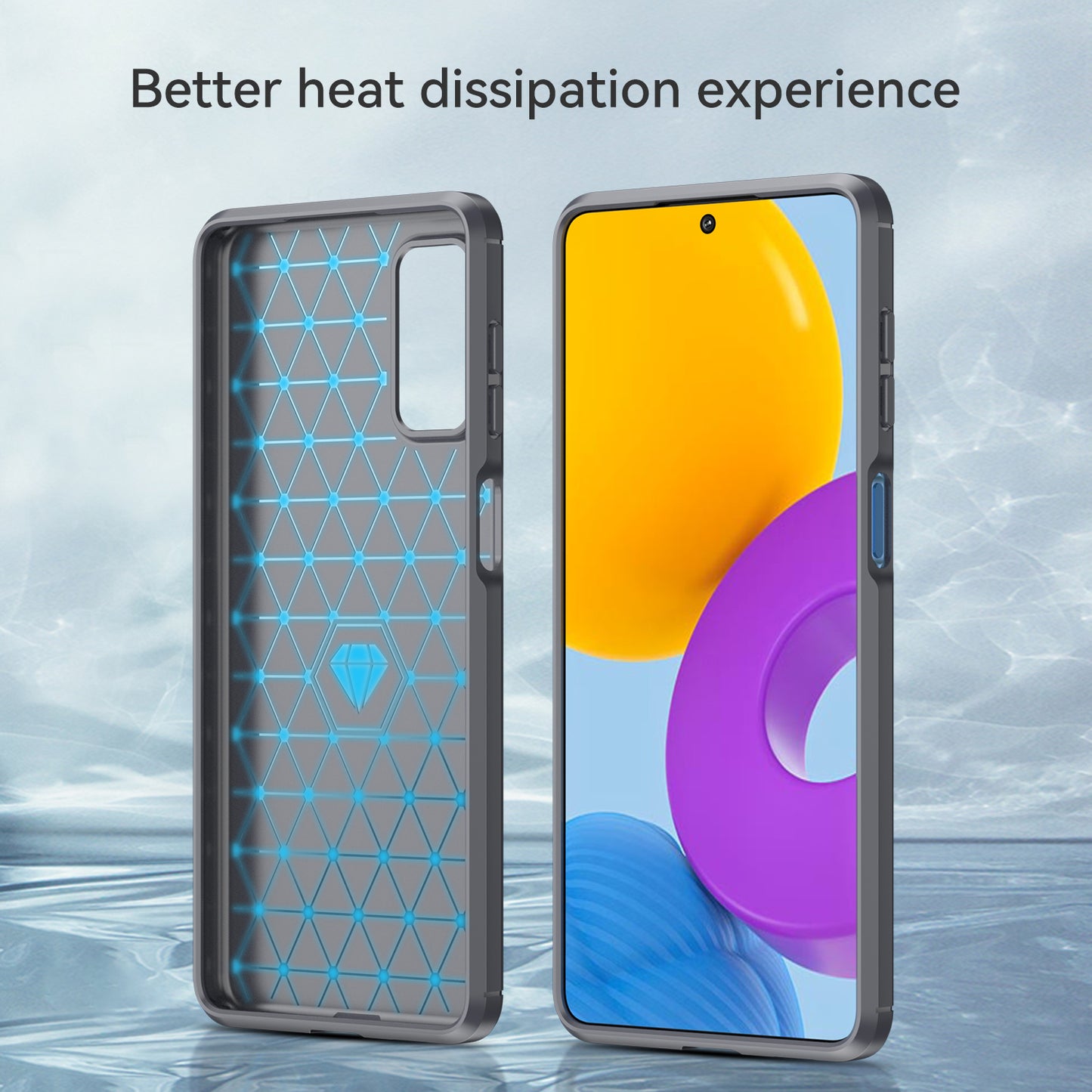 1.8mm Heat Dissipation TPU Case 1.8mm Brushed Surface Carbon Fiber Texture Phone Cover for Samsung Galaxy M52 5G