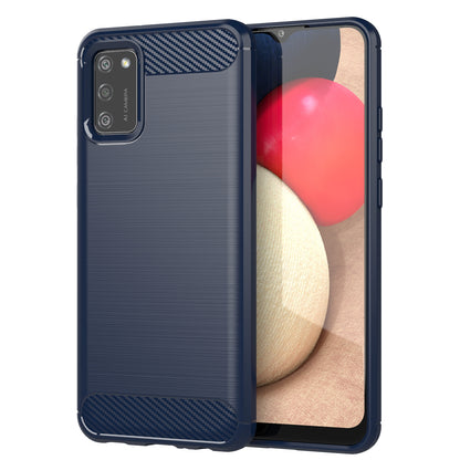 1.8mm Brushed Surface TPU Case Air Bag Buffering Corners Carbon Fiber Texture Phone Protective Cover for Samsung Galaxy A02s (164.2x75.9x9.1mm)