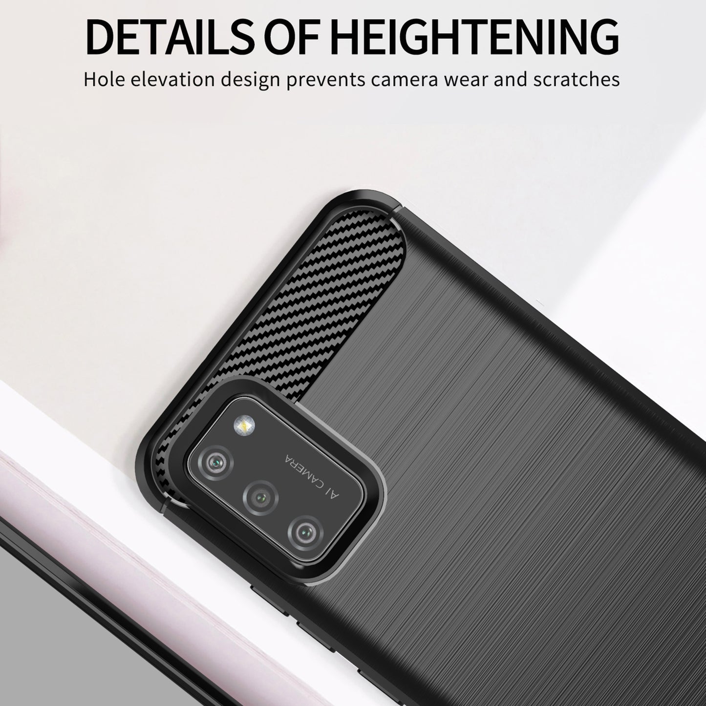 1.8mm Brushed Surface TPU Case Air Bag Buffering Corners Carbon Fiber Texture Phone Protective Cover for Samsung Galaxy A02s (164.2x75.9x9.1mm)