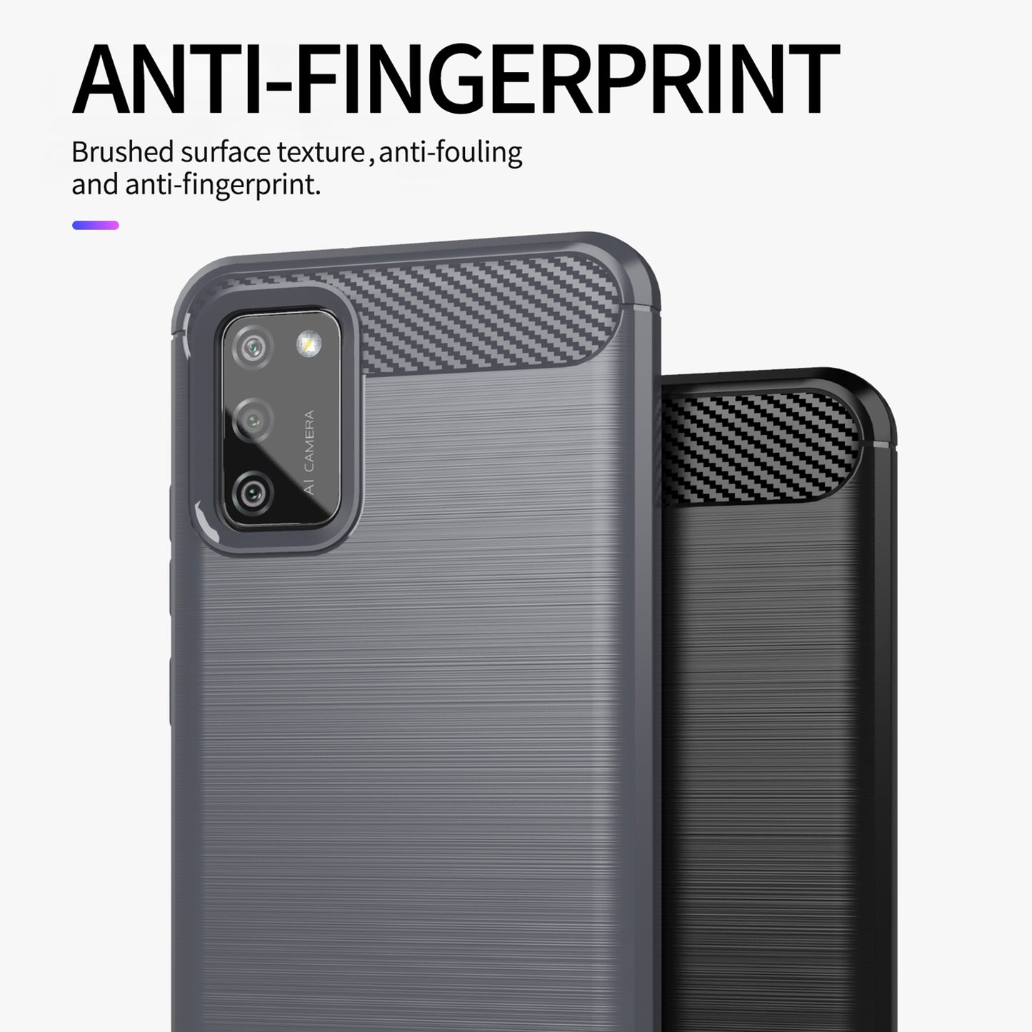1.8mm Brushed Surface TPU Case Air Bag Buffering Corners Carbon Fiber Texture Phone Protective Cover for Samsung Galaxy A02s (164.2x75.9x9.1mm)