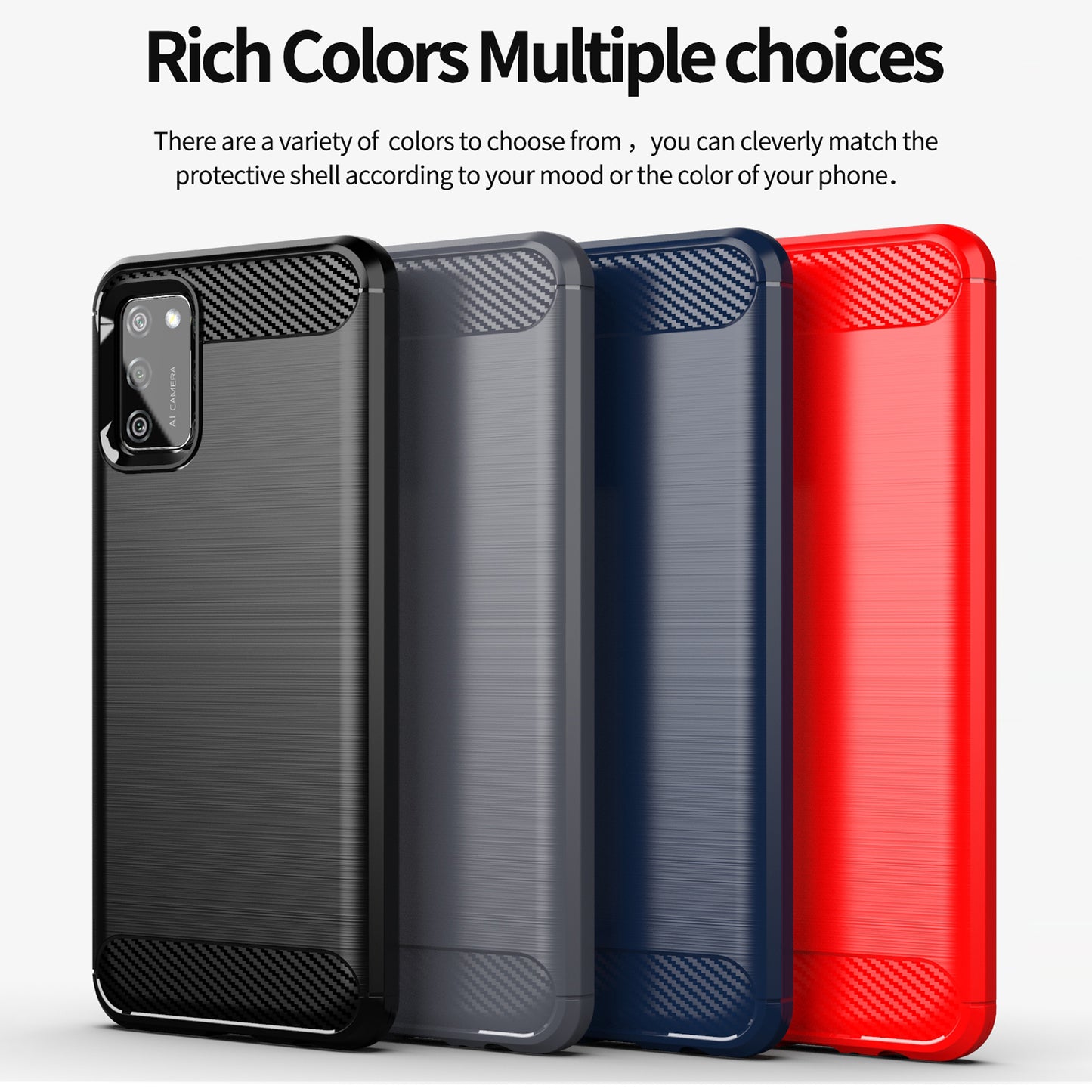 1.8mm Brushed Surface TPU Case Air Bag Buffering Corners Carbon Fiber Texture Phone Protective Cover for Samsung Galaxy A02s (164.2x75.9x9.1mm)