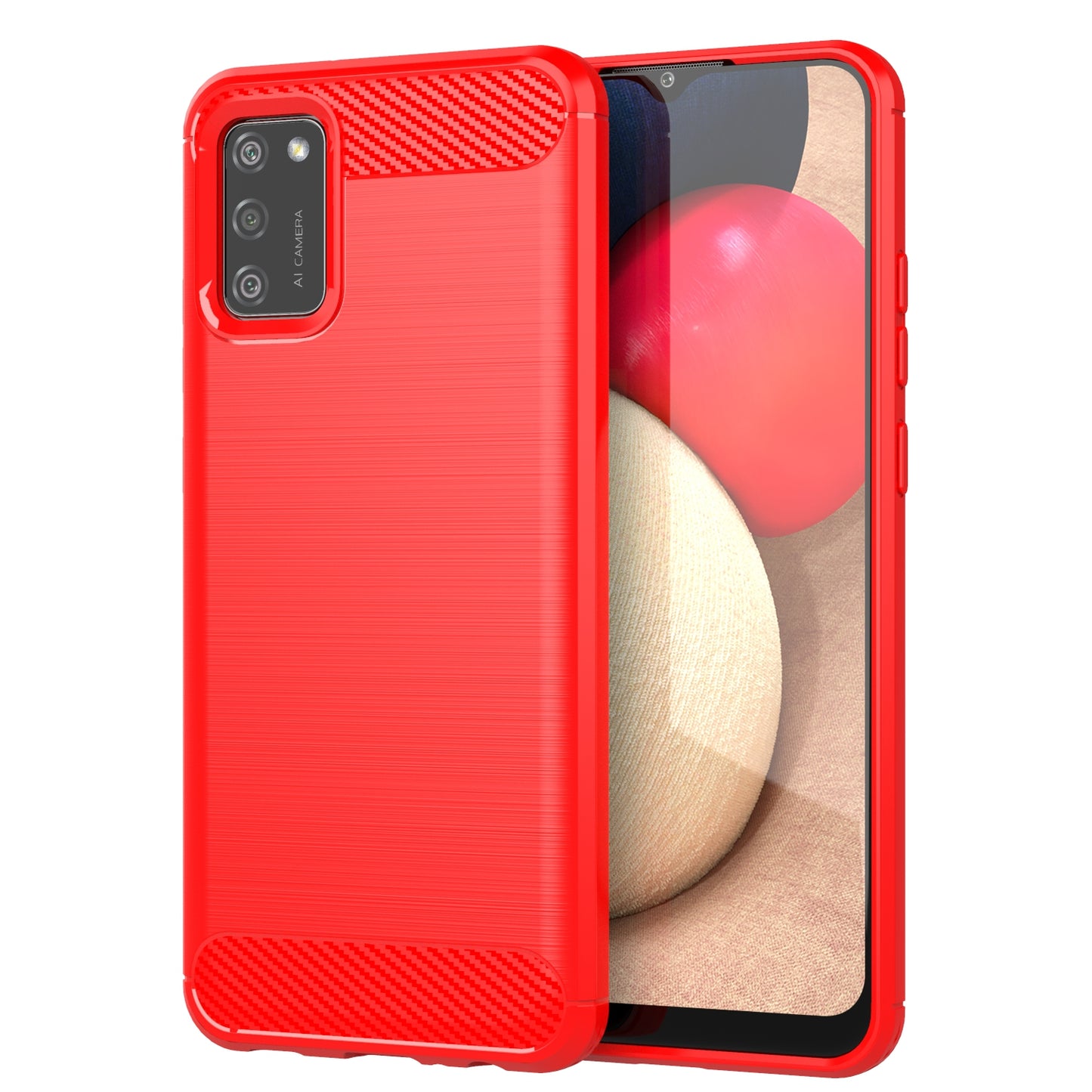 1.8mm Brushed Surface TPU Case Air Bag Buffering Corners Carbon Fiber Texture Phone Protective Cover for Samsung Galaxy A02s (164.2x75.9x9.1mm)