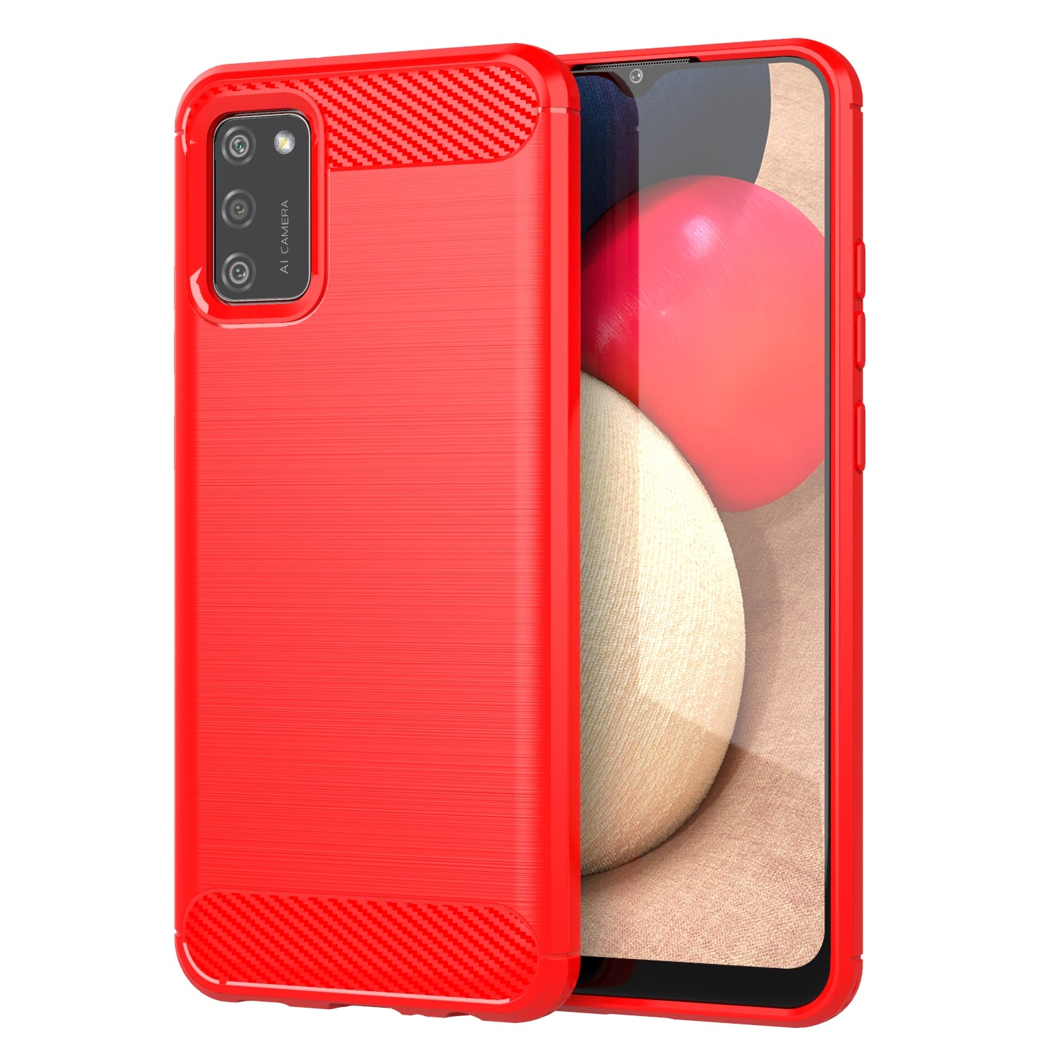 1.8mm Brushed Surface TPU Case Air Bag Buffering Corners Carbon Fiber Texture Phone Protective Cover for Samsung Galaxy A02s (164.2x75.9x9.1mm)