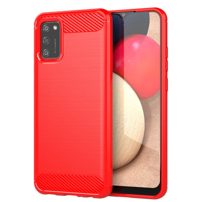 1.8mm Brushed Surface TPU Case Air Bag Buffering Corners Carbon Fiber Texture Phone Protective Cover for Samsung Galaxy A02s (164.2x75.9x9.1mm)
