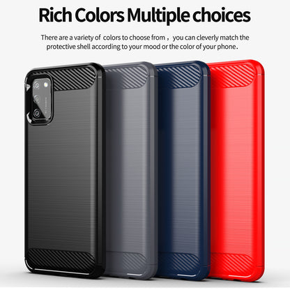1.8mm Brushed Surface TPU Case Air Bag Buffering Corners Carbon Fiber Texture Phone Protective Cover for Samsung Galaxy A02s (164.2x75.9x9.1mm)