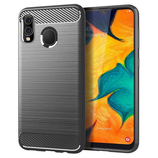 1.8mm Heat Dissipation TPU Case 1.8mm Thickness Drop-Proof Carbon Fiber Texture Fingerprint-Free Brushed Surface Phone Cover for Samsung Galaxy A20/A30/M10s