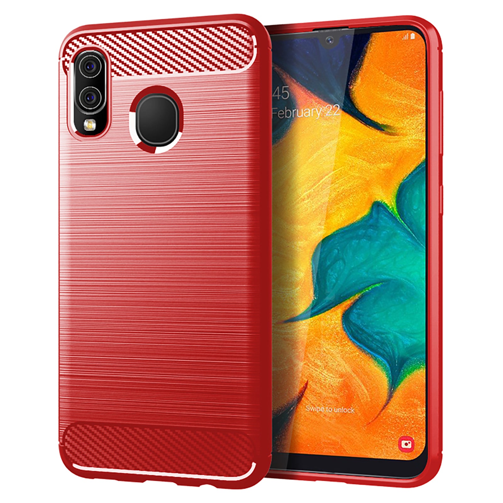 1.8mm Heat Dissipation TPU Case 1.8mm Thickness Drop-Proof Carbon Fiber Texture Fingerprint-Free Brushed Surface Phone Cover for Samsung Galaxy A20/A30/M10s