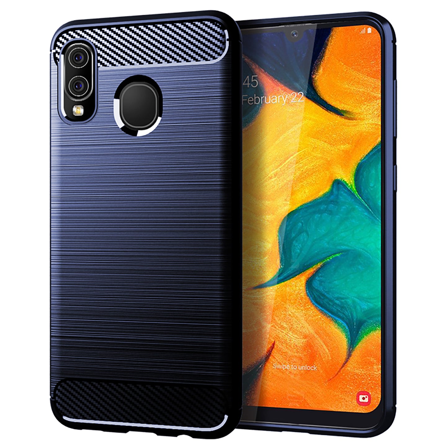 1.8mm Heat Dissipation TPU Case 1.8mm Thickness Drop-Proof Carbon Fiber Texture Fingerprint-Free Brushed Surface Phone Cover for Samsung Galaxy A20/A30/M10s