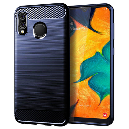 1.8mm Heat Dissipation TPU Case 1.8mm Thickness Drop-Proof Carbon Fiber Texture Fingerprint-Free Brushed Surface Phone Cover for Samsung Galaxy A20/A30/M10s