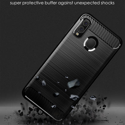 1.8mm Heat Dissipation TPU Case 1.8mm Thickness Drop-Proof Carbon Fiber Texture Fingerprint-Free Brushed Surface Phone Cover for Samsung Galaxy A20/A30/M10s