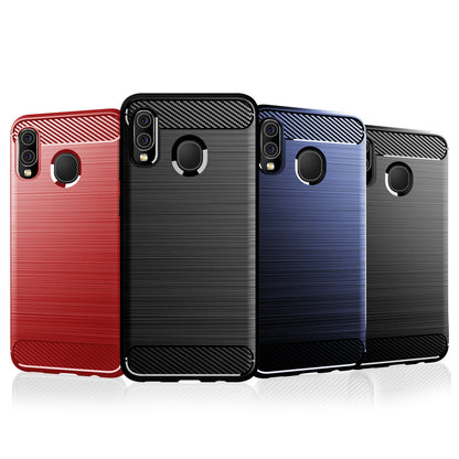 1.8mm Heat Dissipation TPU Case 1.8mm Thickness Drop-Proof Carbon Fiber Texture Fingerprint-Free Brushed Surface Phone Cover for Samsung Galaxy A20/A30/M10s