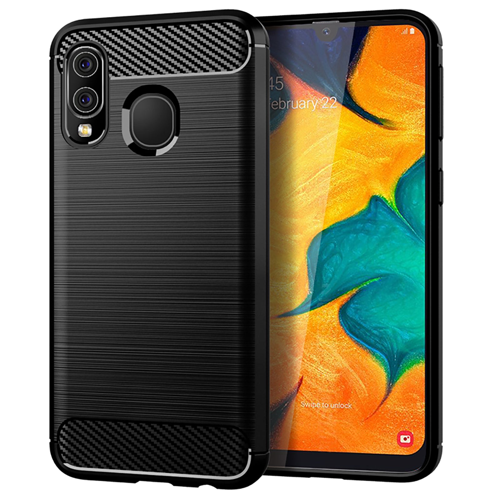 1.8mm Heat Dissipation TPU Case Ultra Thin Scratch-Resistant Carbon Fiber Texture Brushed Surface Phone Cover for Samsung Galaxy A40