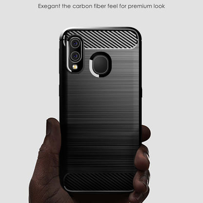 1.8mm Heat Dissipation TPU Case Ultra Thin Scratch-Resistant Carbon Fiber Texture Brushed Surface Phone Cover for Samsung Galaxy A40