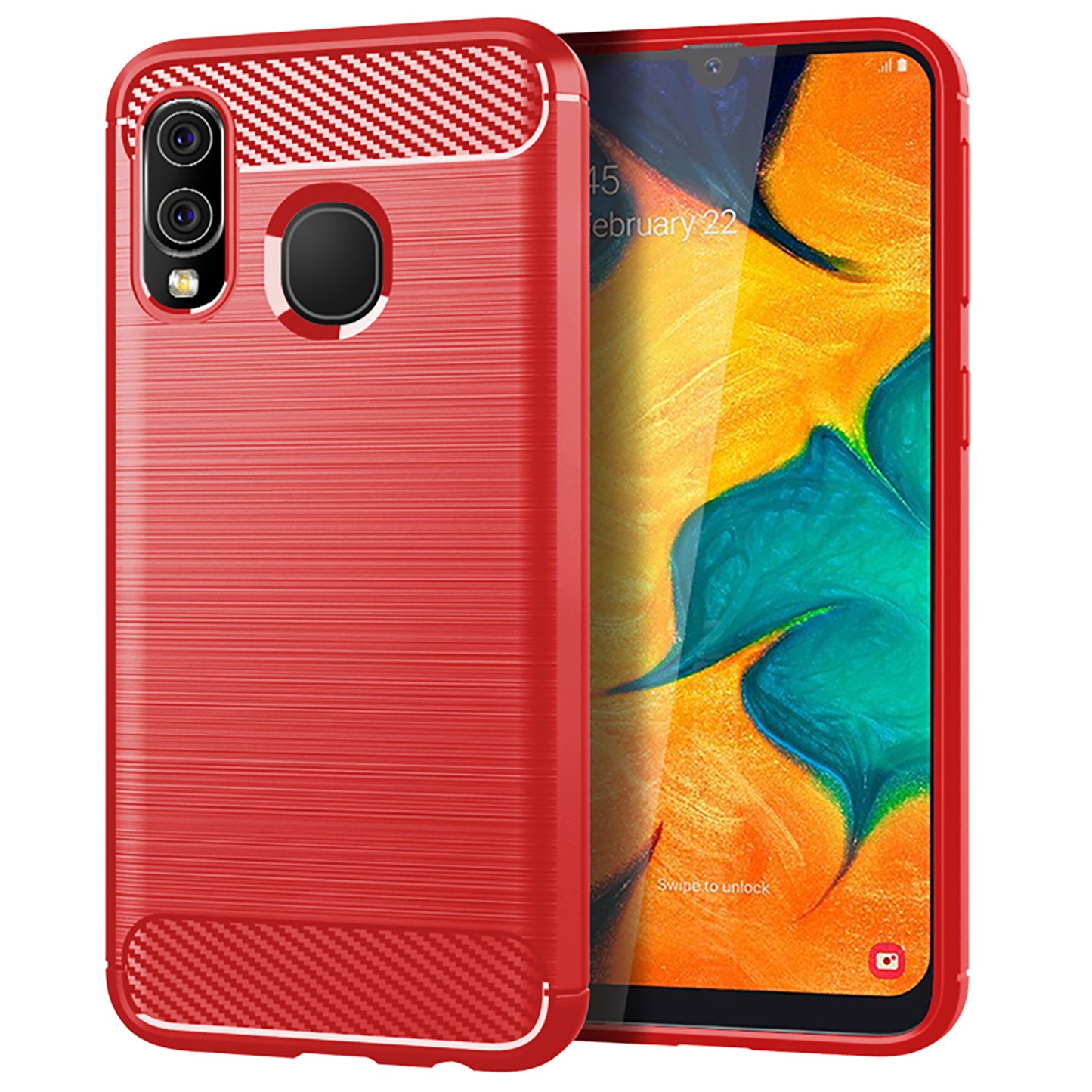 1.8mm Heat Dissipation TPU Case Ultra Thin Scratch-Resistant Carbon Fiber Texture Brushed Surface Phone Cover for Samsung Galaxy A40